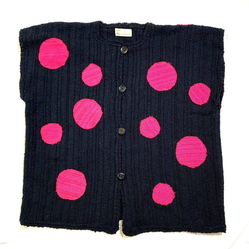 Black Pink Polka Dot Maximalist Comfy Eclectic Oversized Tapestry Button Down